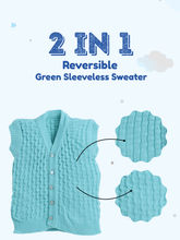 Little Angels Little Angels Baby Wool V-Neck Basketweave Reversible Sleeveless Sweater For Baby Boys and Girls Sleeveless/vests 2 in 1 Reversible Mint Green Sleeveless Sweater 3-6M / Green / Baby Wool